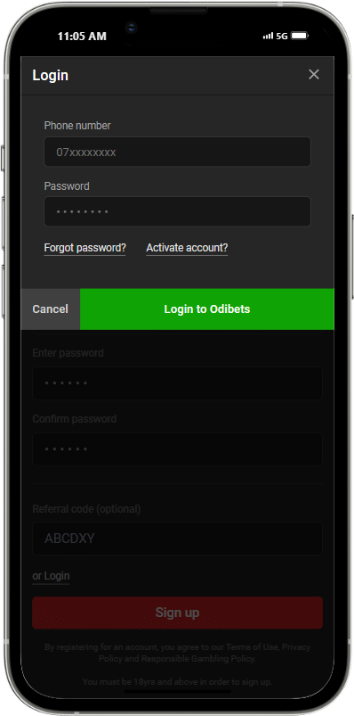 Odibet login 