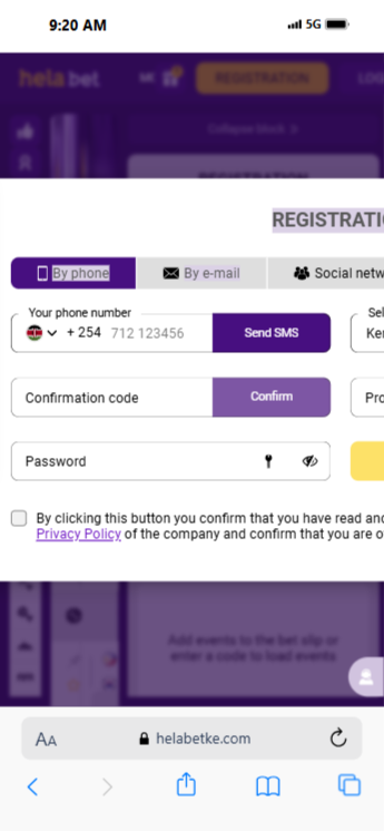 Helabet registration